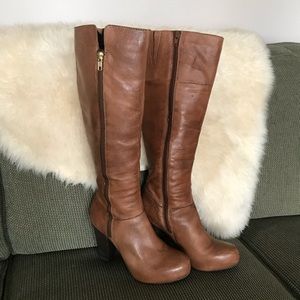 Steve Madden tall cognac leather boots Sz 7.5